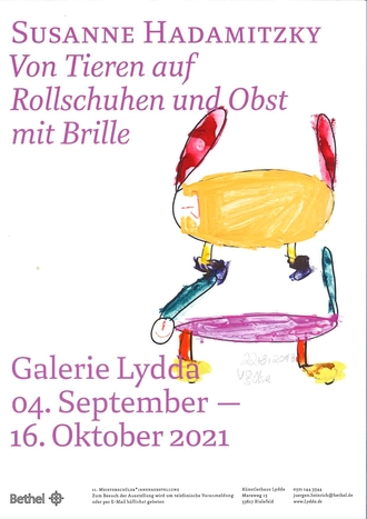 Plakat Von Tieren auf Rollschuhen und Obst mit Brille